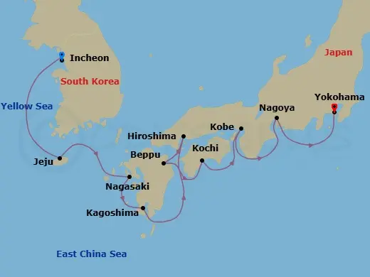 Itinerary schematic diagram