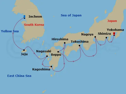Itinerary schematic diagram