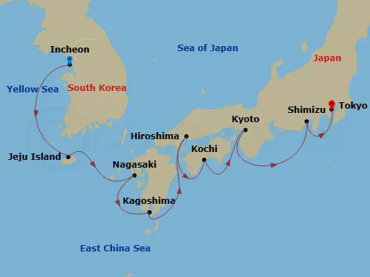 Itinerary schematic diagram