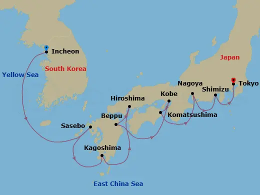 Itinerary schematic diagram