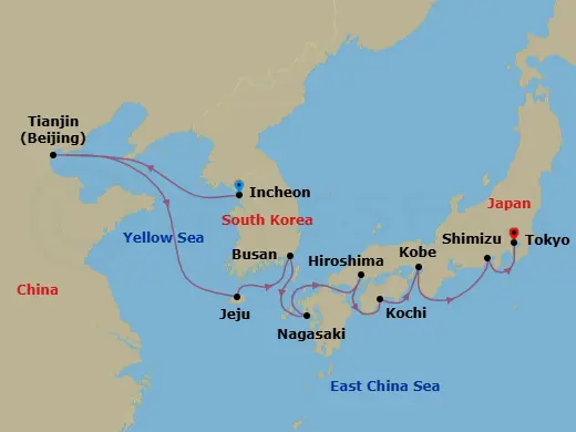 Itinerary schematic diagram