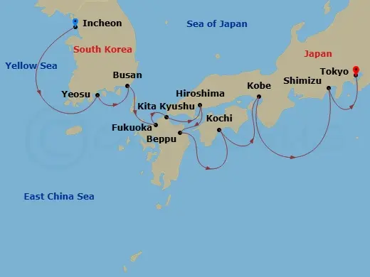 Itinerary schematic diagram