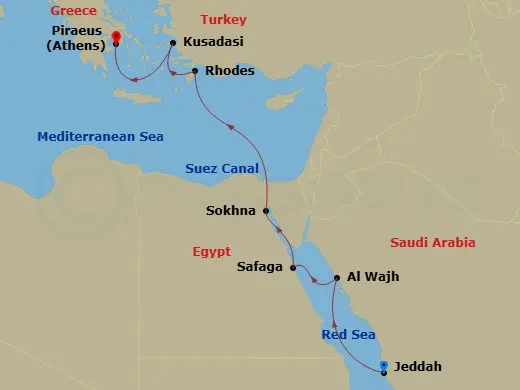 Itinerary schematic diagram