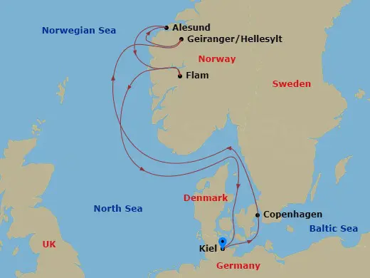 Itinerary schematic diagram
