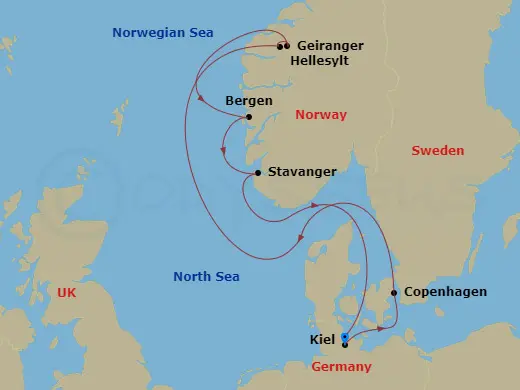 Itinerary schematic diagram