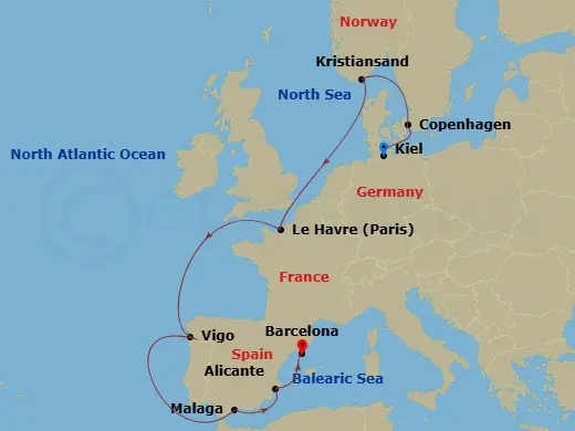 Itinerary schematic diagram