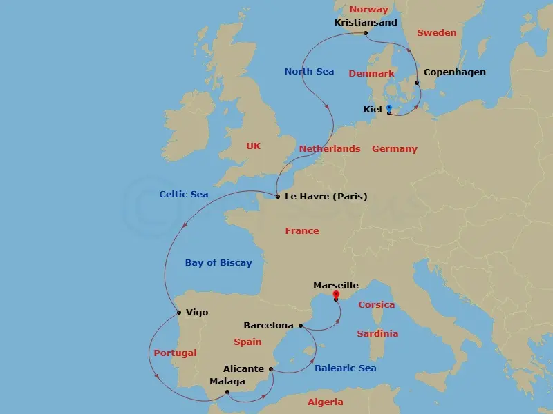 Itinerary schematic diagram