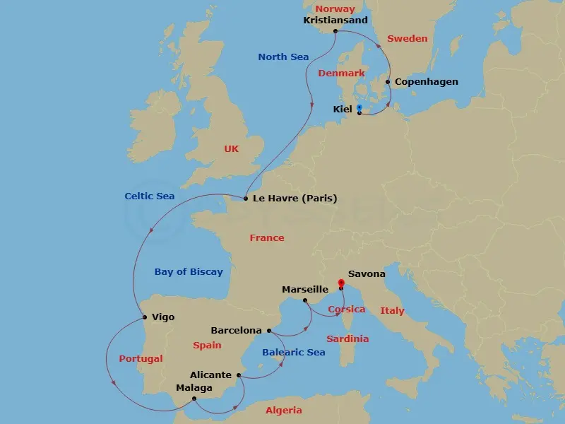 Itinerary schematic diagram