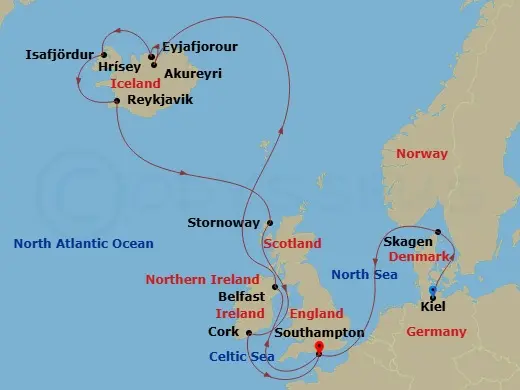 Itinerary schematic diagram