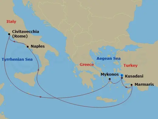 Itinerary schematic diagram