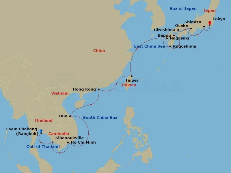 Itinerary schematic diagram