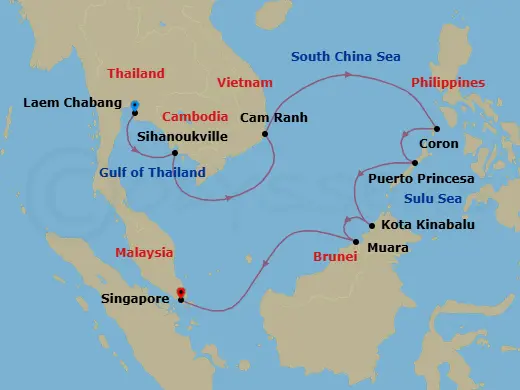 Itinerary schematic diagram
