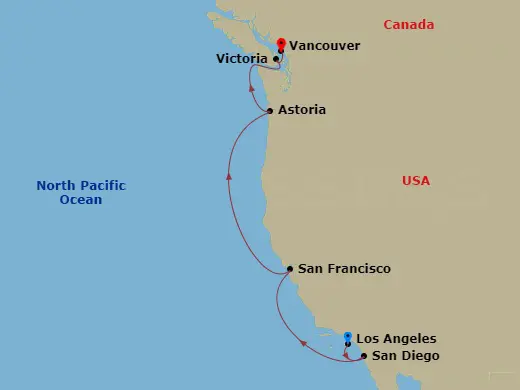 Itinerary schematic diagram