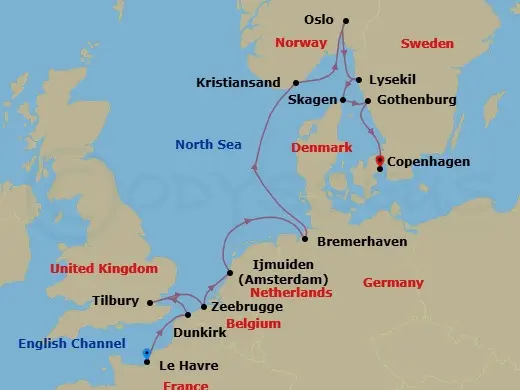 Itinerary schematic diagram