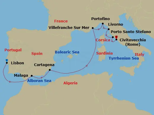 Itinerary schematic diagram
