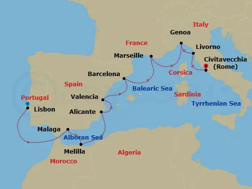 Itinerary schematic diagram
