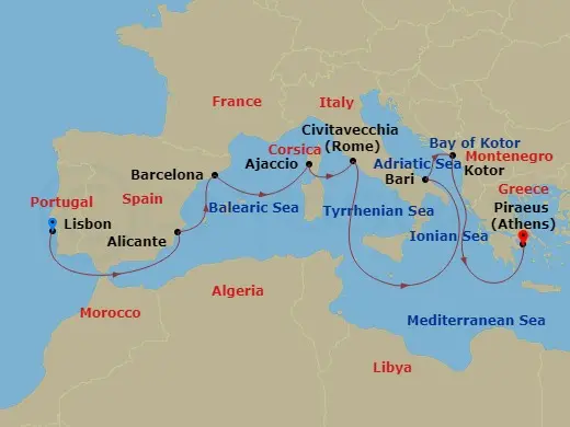 Itinerary schematic diagram