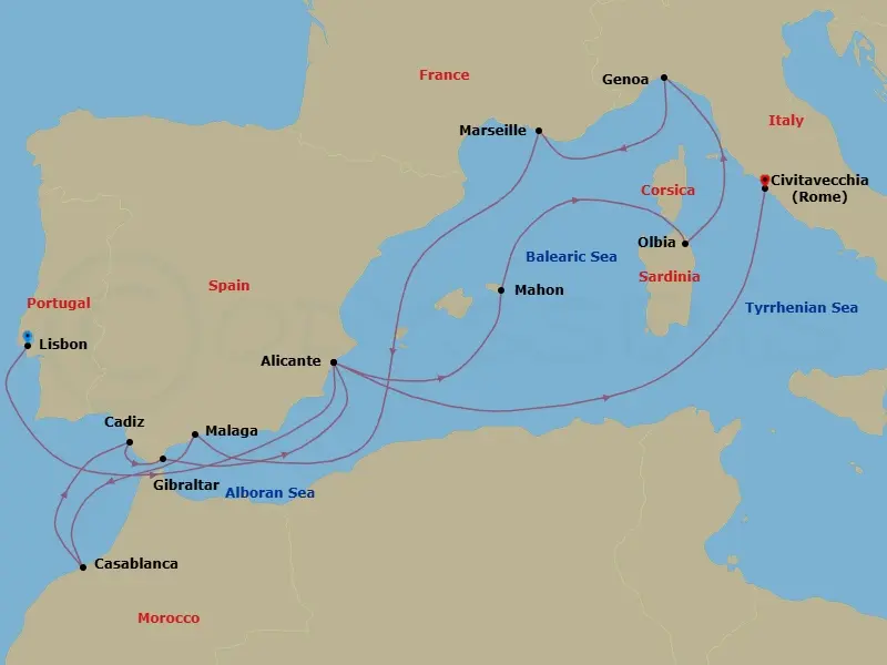 Itinerary schematic diagram