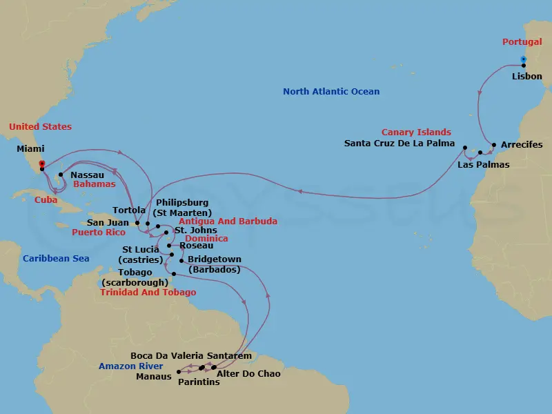 Itinerary schematic diagram