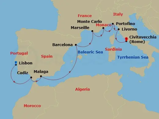 Itinerary schematic diagram