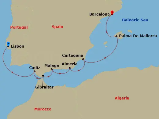 Itinerary schematic diagram
