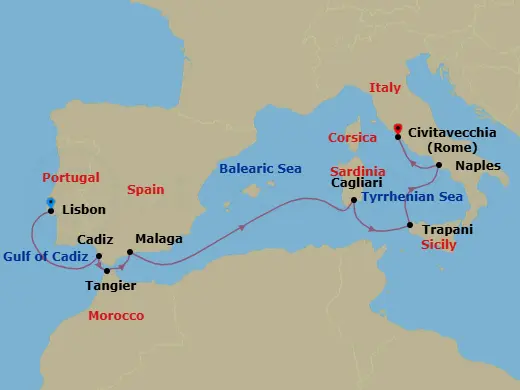 Itinerary schematic diagram