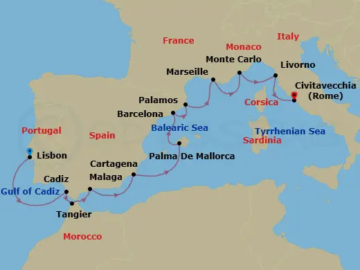 Itinerary schematic diagram
