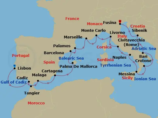 Itinerary schematic diagram