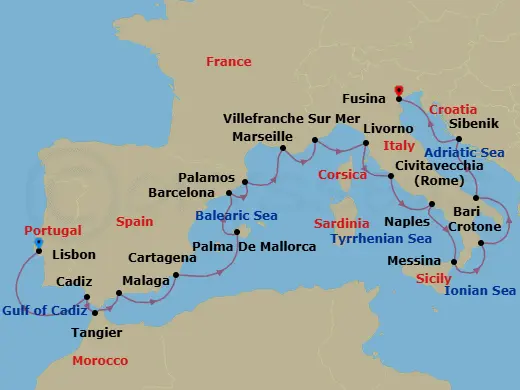 Itinerary schematic diagram
