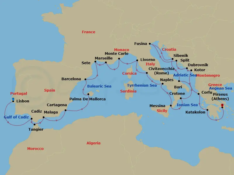 Itinerary schematic diagram