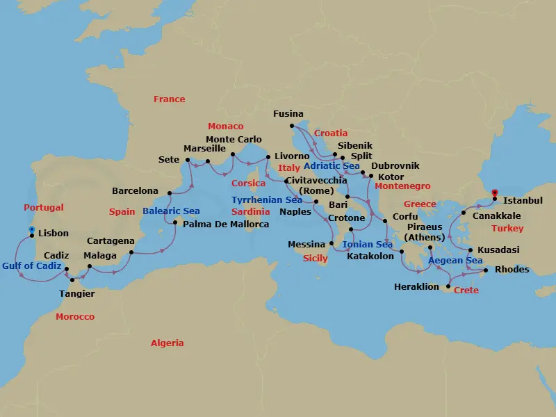 Itinerary schematic diagram