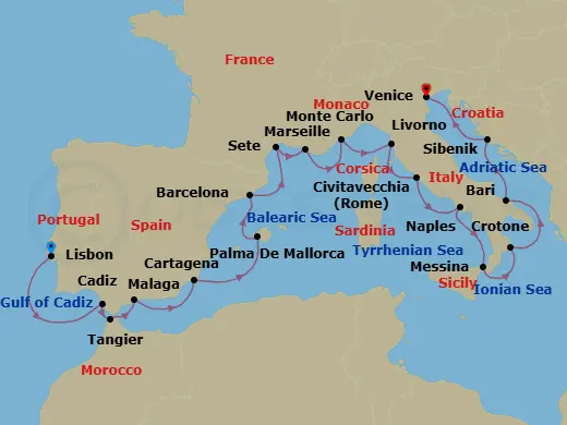 Itinerary schematic diagram