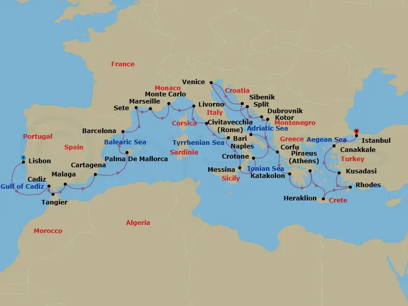 Itinerary schematic diagram