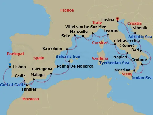 Itinerary schematic diagram