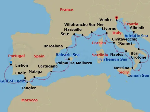Itinerary schematic diagram