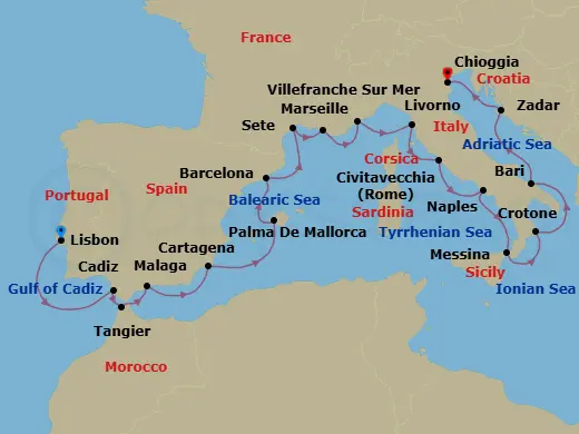 Itinerary schematic diagram