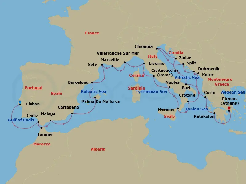 Itinerary schematic diagram