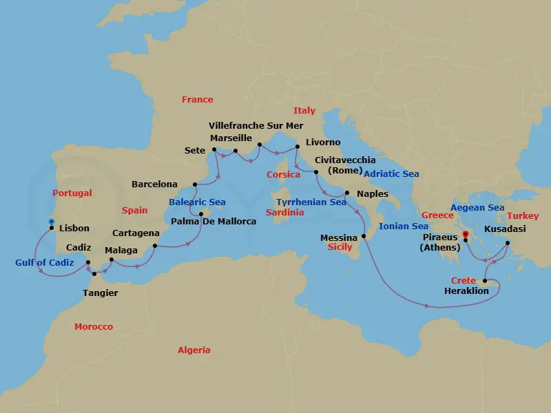 Itinerary schematic diagram