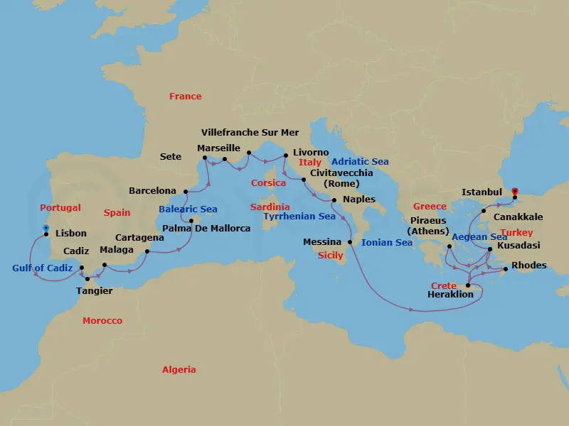 Itinerary schematic diagram