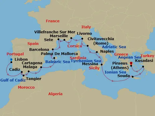 Itinerary schematic diagram