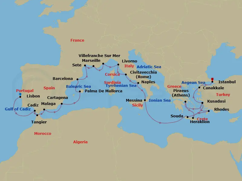 Itinerary schematic diagram