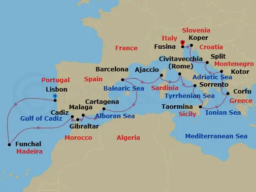 Itinerary schematic diagram