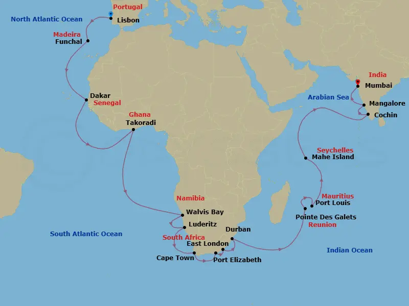 Itinerary schematic diagram