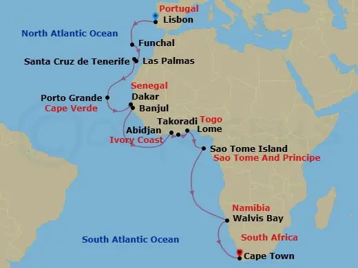 Itinerary schematic diagram