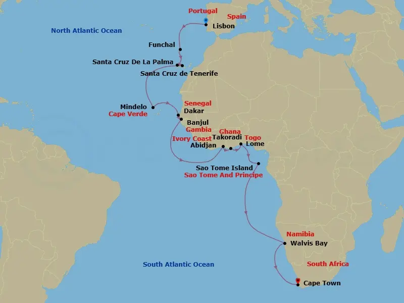 Itinerary schematic diagram
