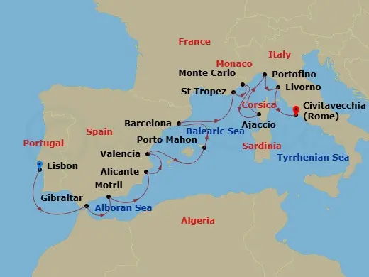 Itinerary schematic diagram
