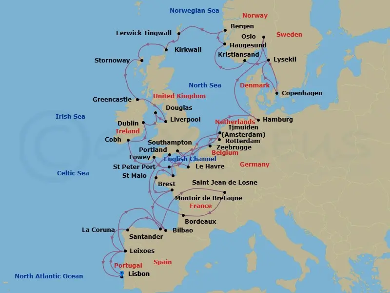 Itinerary schematic diagram