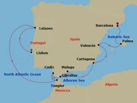 Itinerary schematic diagram