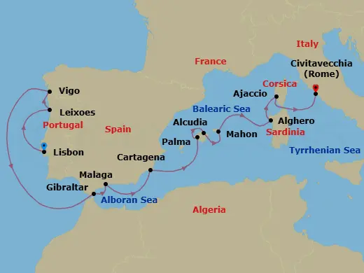 Itinerary schematic diagram