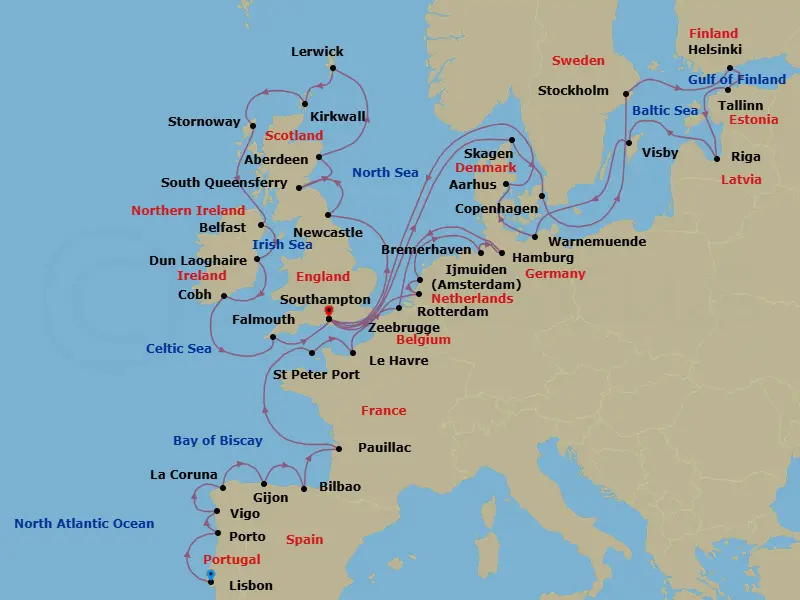 Itinerary schematic diagram